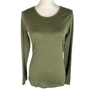 Woolx Remi Long Sleeve T-Shirt Base Layer Merino Wool Green Size Small
